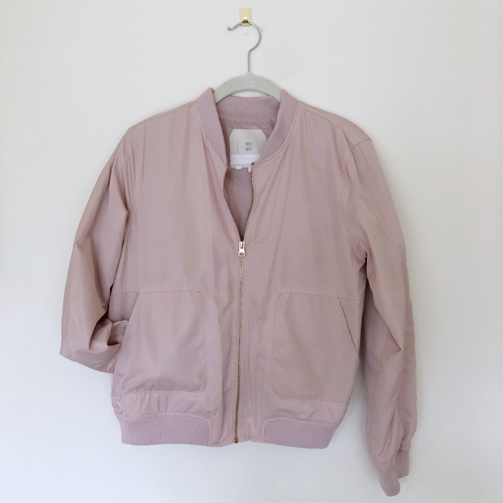 Anthropologie dusty rose pink bomber jacket small